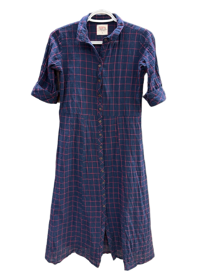 Paisley Bombay Midi Cotton Dress Button Front Rolled Cuff Sleeves Sz XS